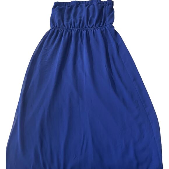 ONE CLOTHING STRAPLESS, FORMAL, EMPIRE WAIST, MAXI DRESS, WOMENS, S, SOLID BLUE - Picture 4 of 11